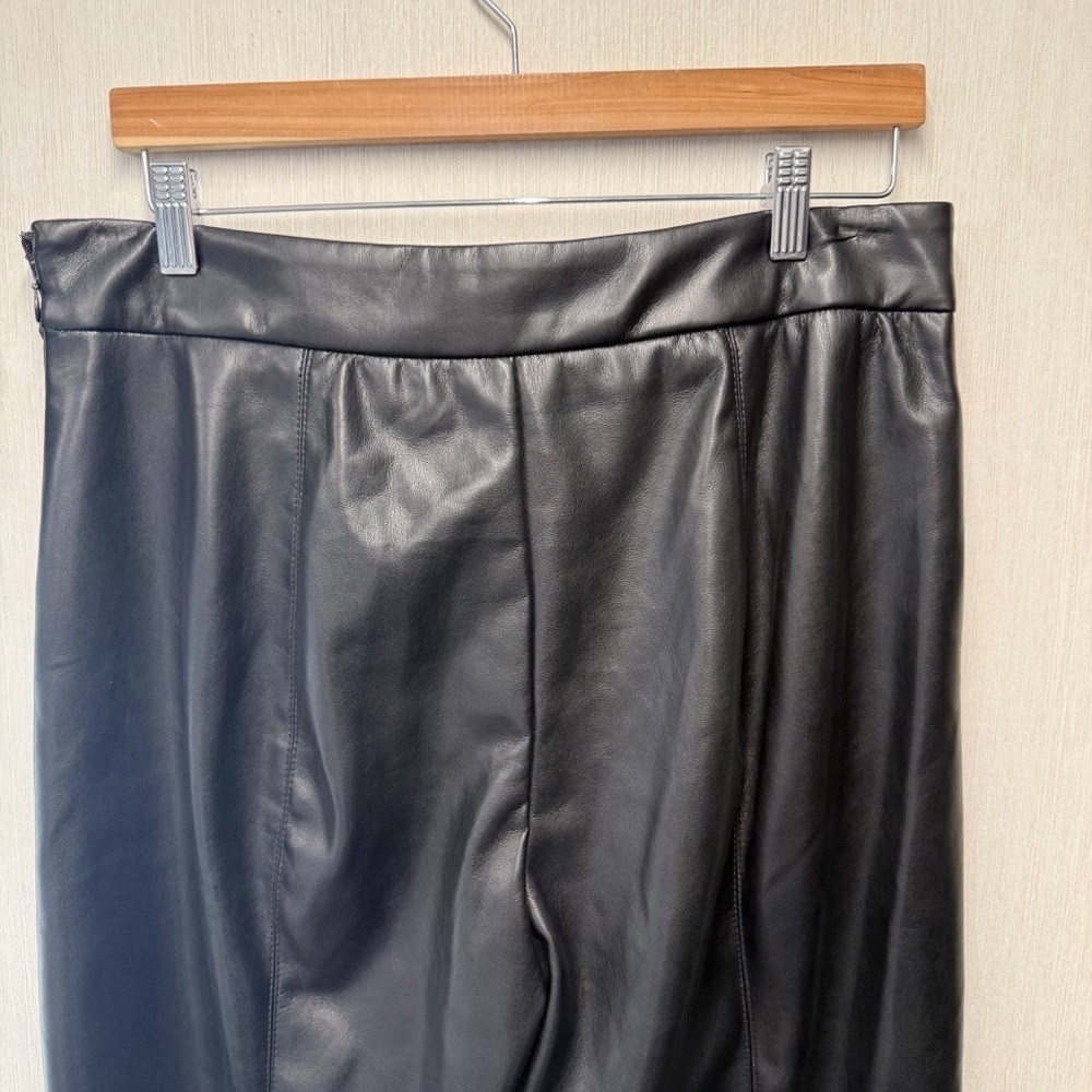 NWT Elie Tahari Faux Leather Straight Leg Pants Black, Size 14 - Picture 7 of 10